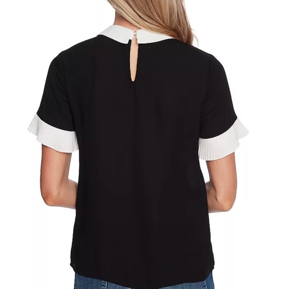 CECE Color Blocked Collared Blouse - Picture 2 of 7